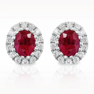 0.91ct Ruby And Diamond White Gold Earrings