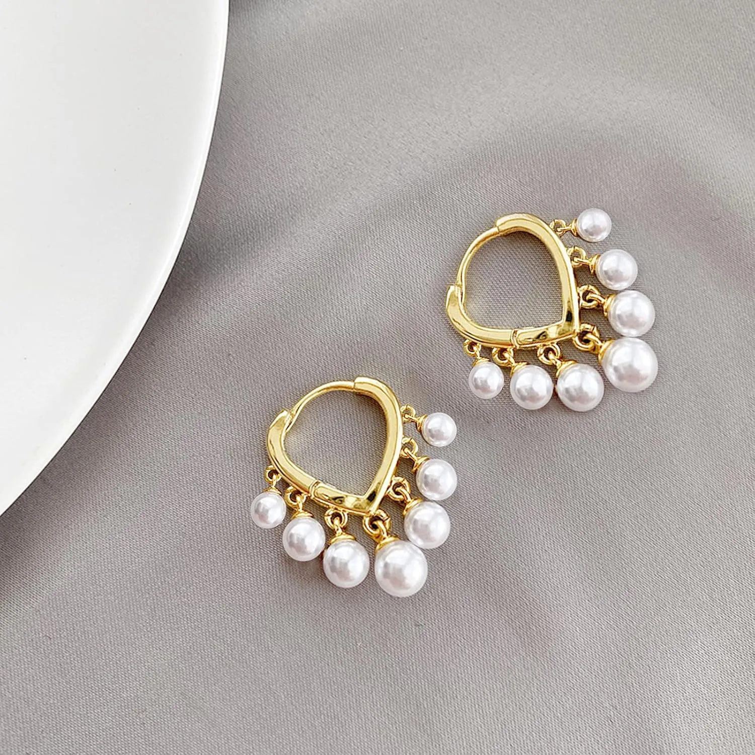 14K Gold Plated Earrings for Women Dainty Beaded Statement Earrings Sterling Silver Cute Dangle Earrings
