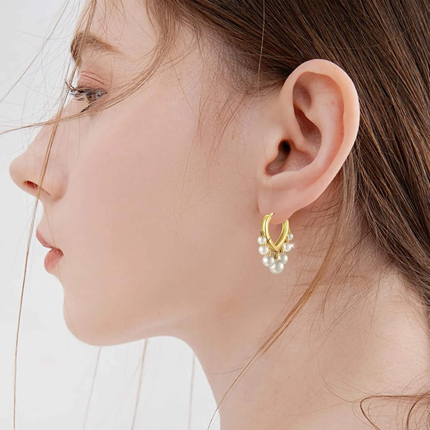14K Gold Plated Earrings for Women Dainty Beaded Statement Earrings Sterling Silver Cute Dangle Earrings