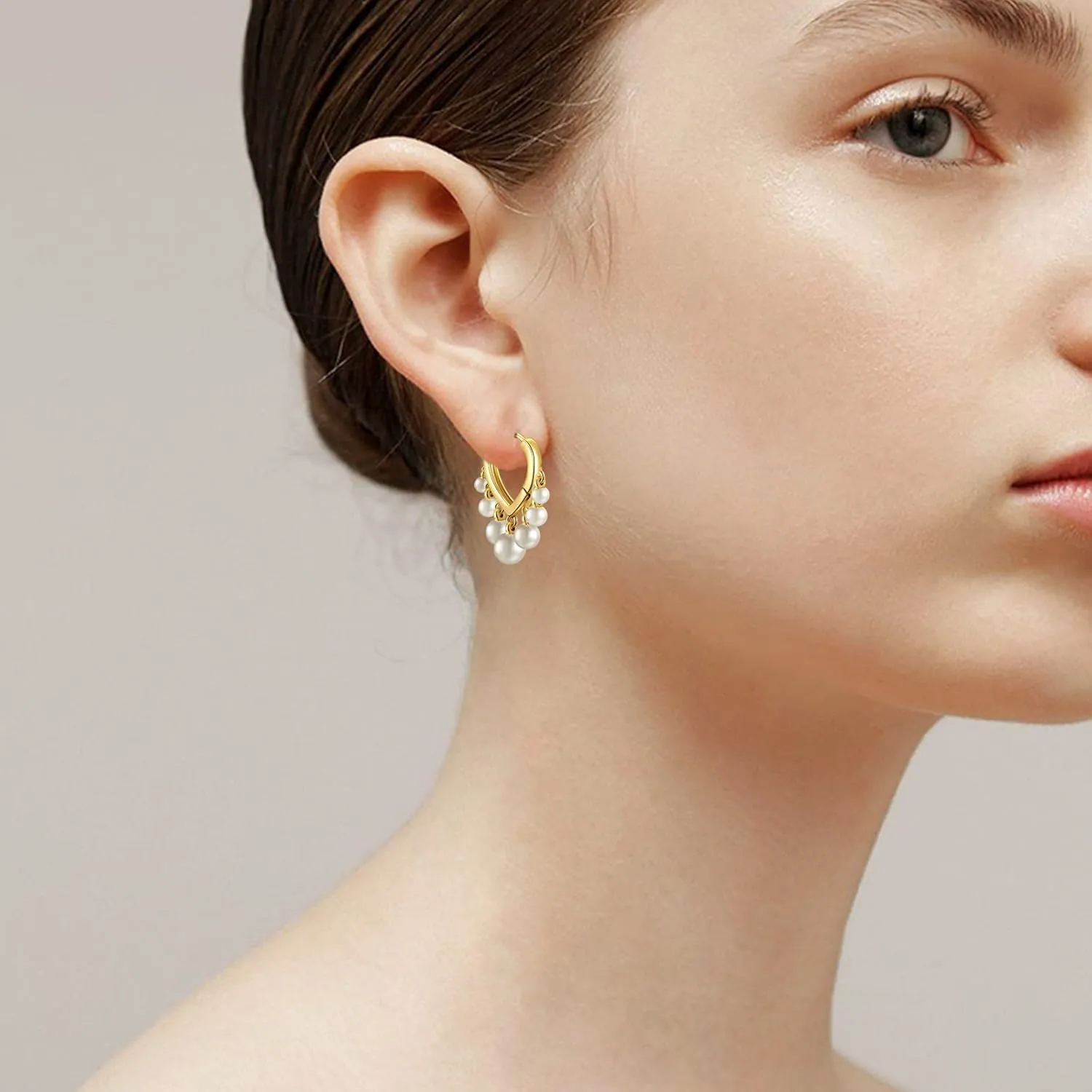 14K Gold Plated Earrings for Women Dainty Beaded Statement Earrings Sterling Silver Cute Dangle Earrings