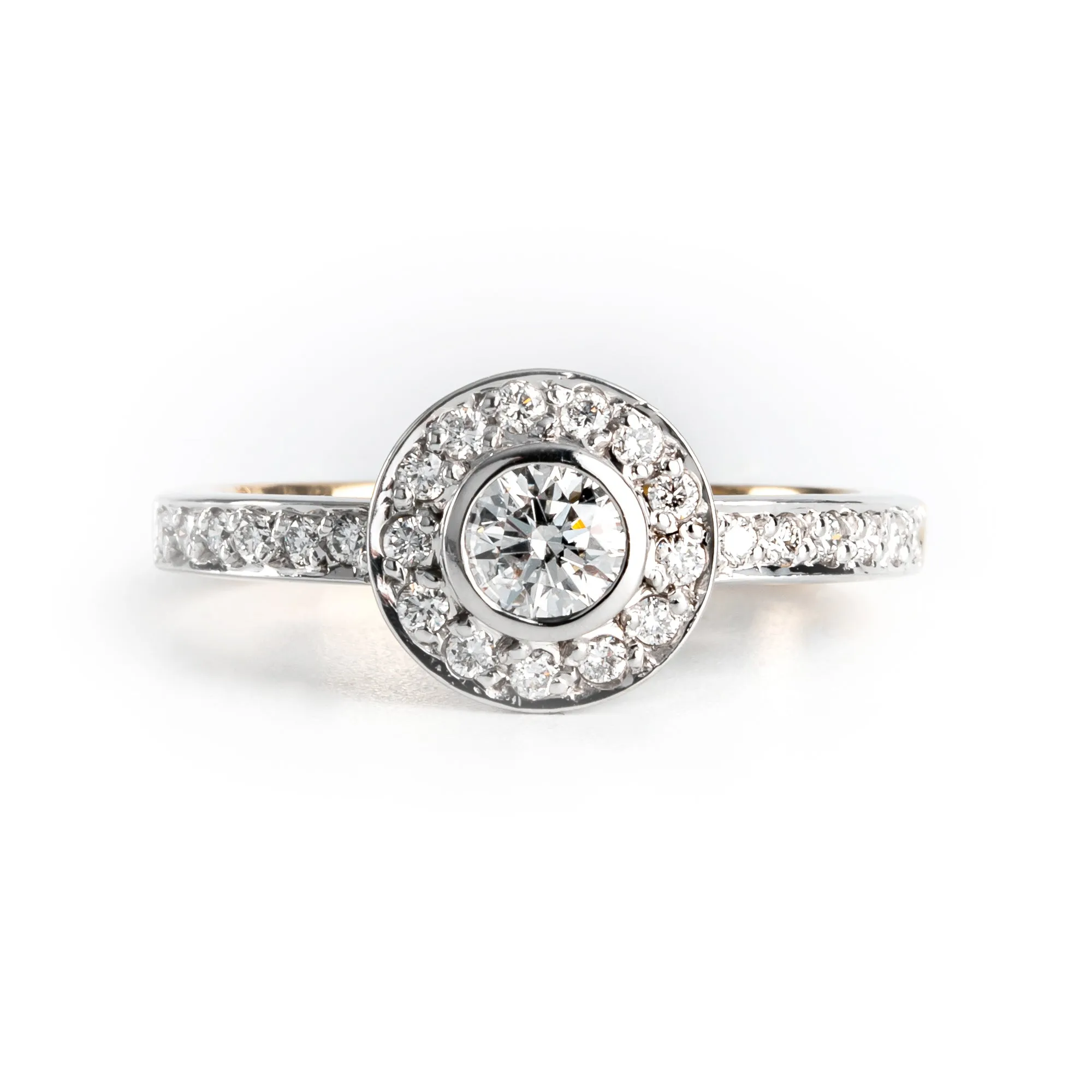 18K Yellow and White Tdw. 0.68ct Gold Diamond Engagement Ring - 20549084