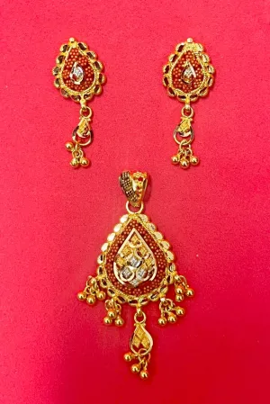 22 KT Gold Designer Colorful Pendant Set (D102)