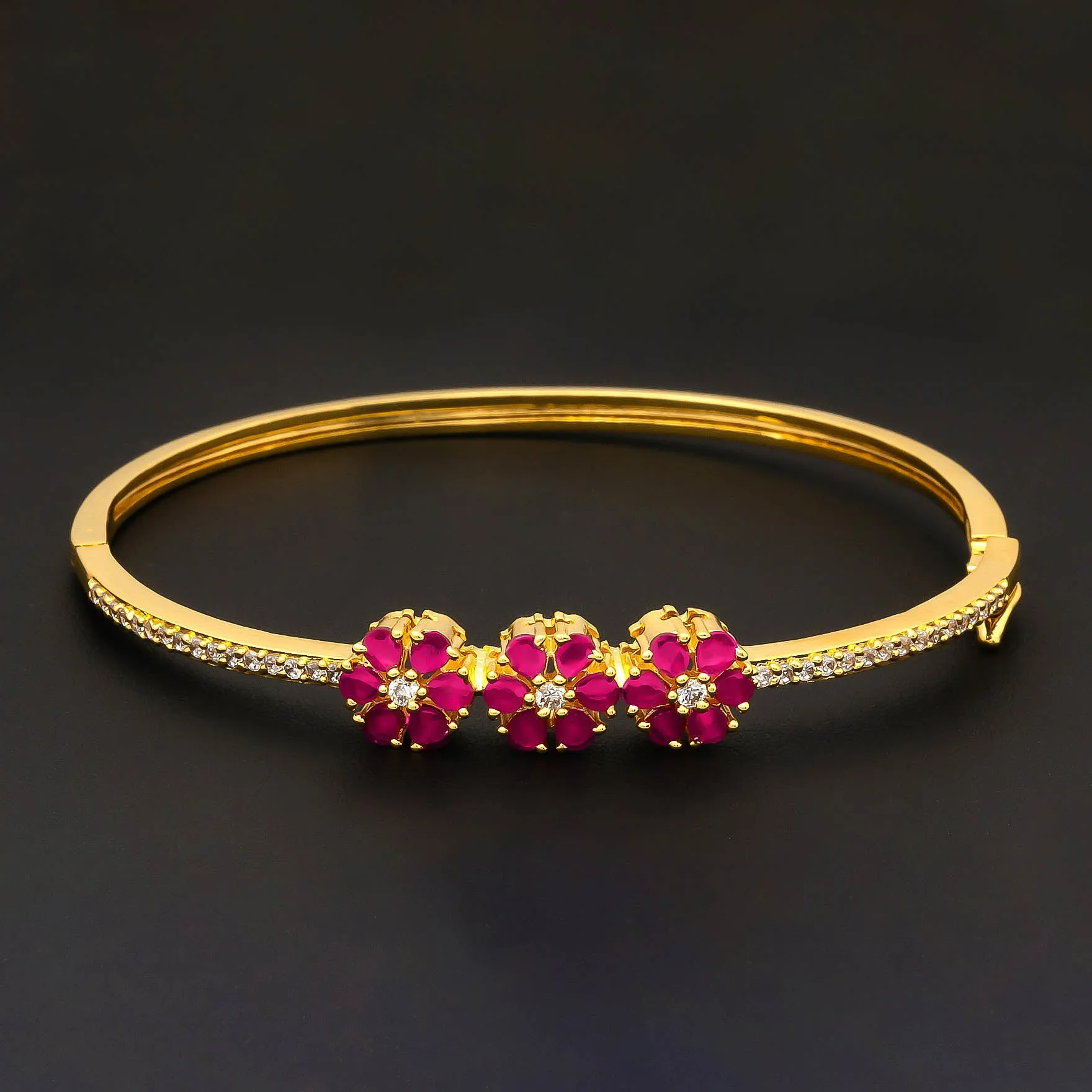 24ct Heavy Gold Plated Stone Bracelet Bangle PSBRB61WR-002