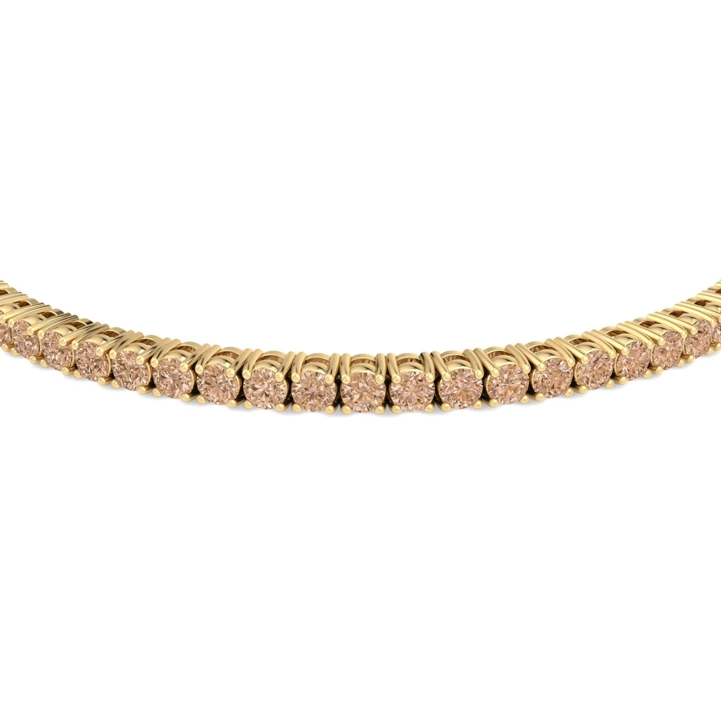4 Prong Champagne Diamond Tennis Bracelet 14K Solid Gold
