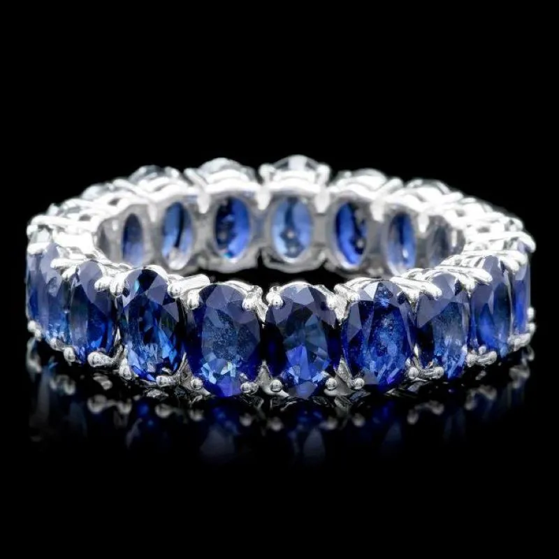 8.80ct Natural Sapphire 14k Solid White Gold Ring