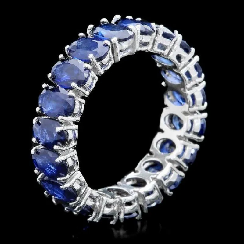 8.80ct Natural Sapphire 14k Solid White Gold Ring