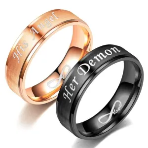 Angel and devil couple rings