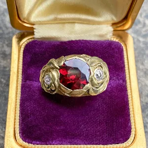 Art Nouveau Garnet & Diamond Ring
