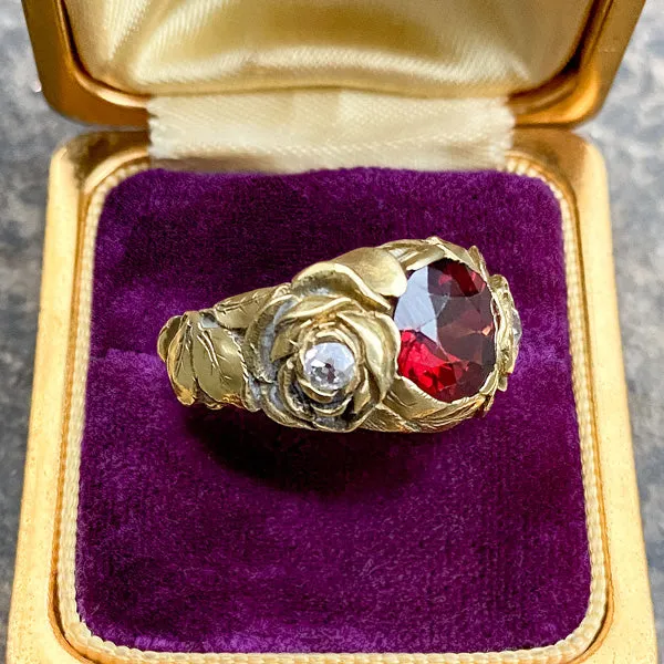 Art Nouveau Garnet & Diamond Ring