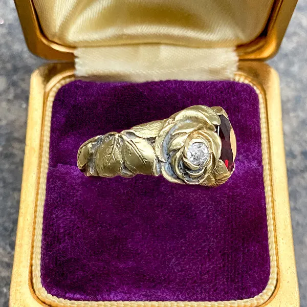 Art Nouveau Garnet & Diamond Ring