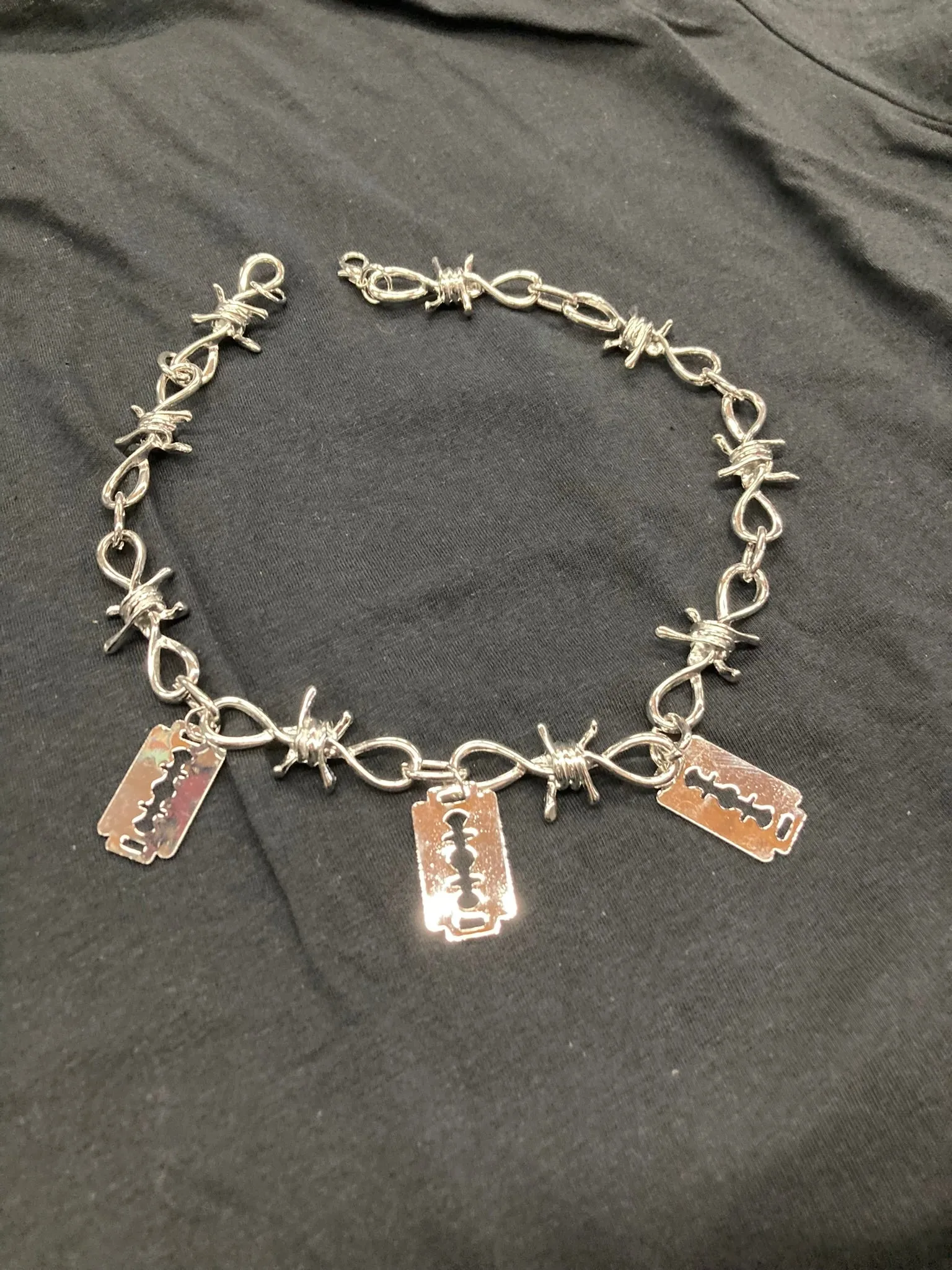 Barbed Wire Razorblades Necklace