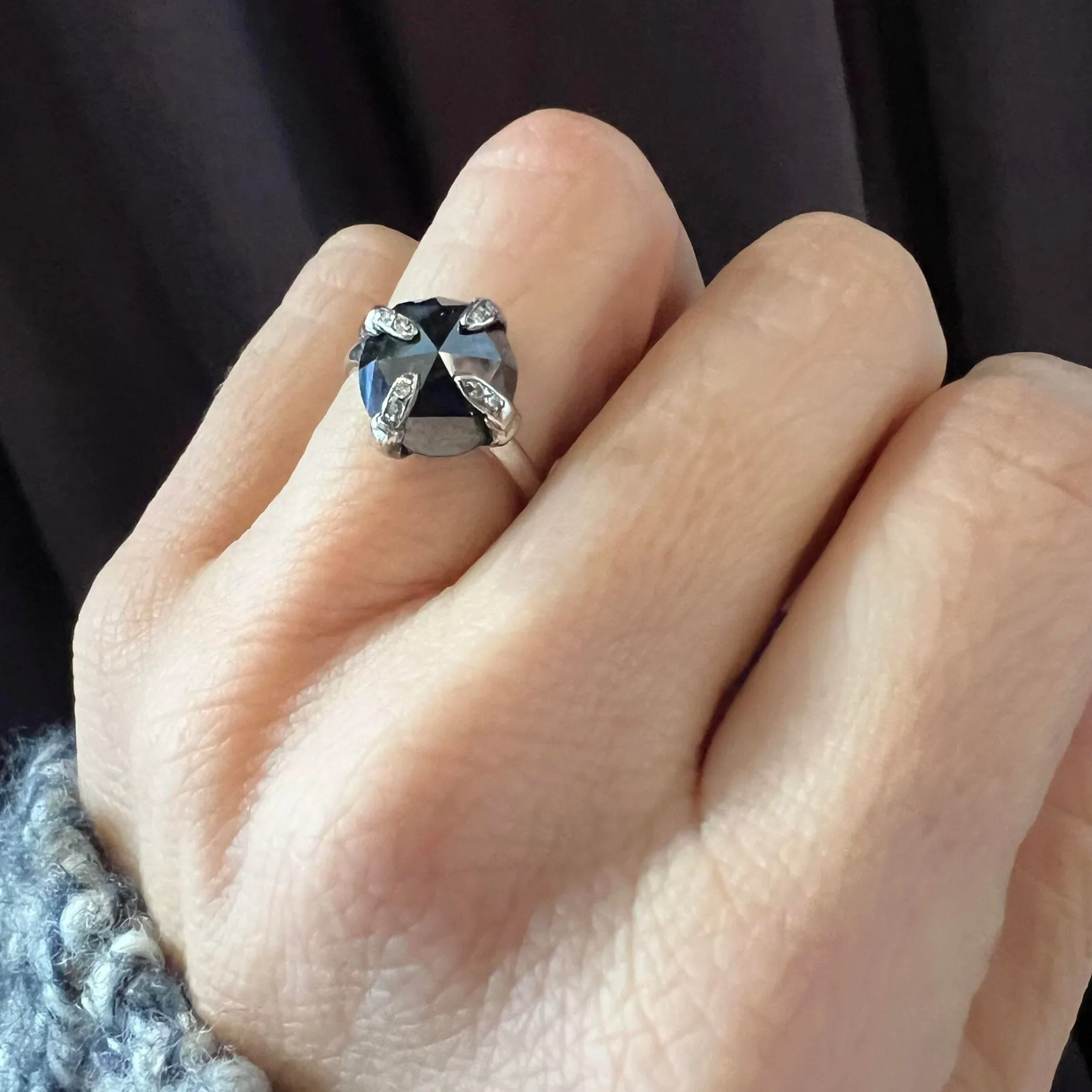 Black Diamond Claw Ring