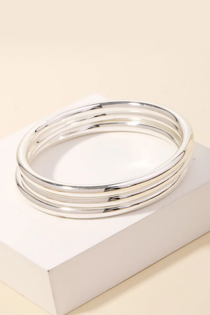Brushed Triple Bangle Bracelets