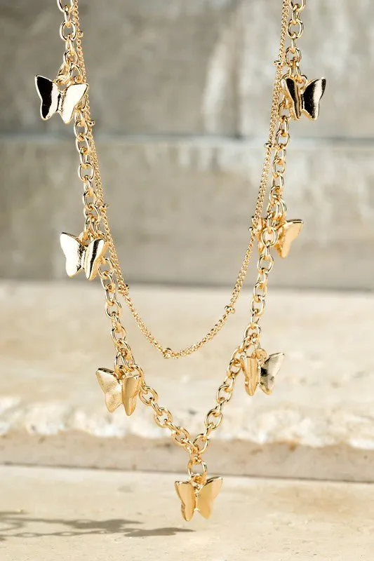 Butterfly Double Layered Necklace