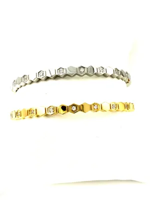 CZ Hex Hinged Bangle