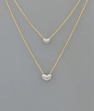 Double Hearts Two-Tone Gold-Plated Necklace Double Hearts Two-Tone Gold-Plated Necklace