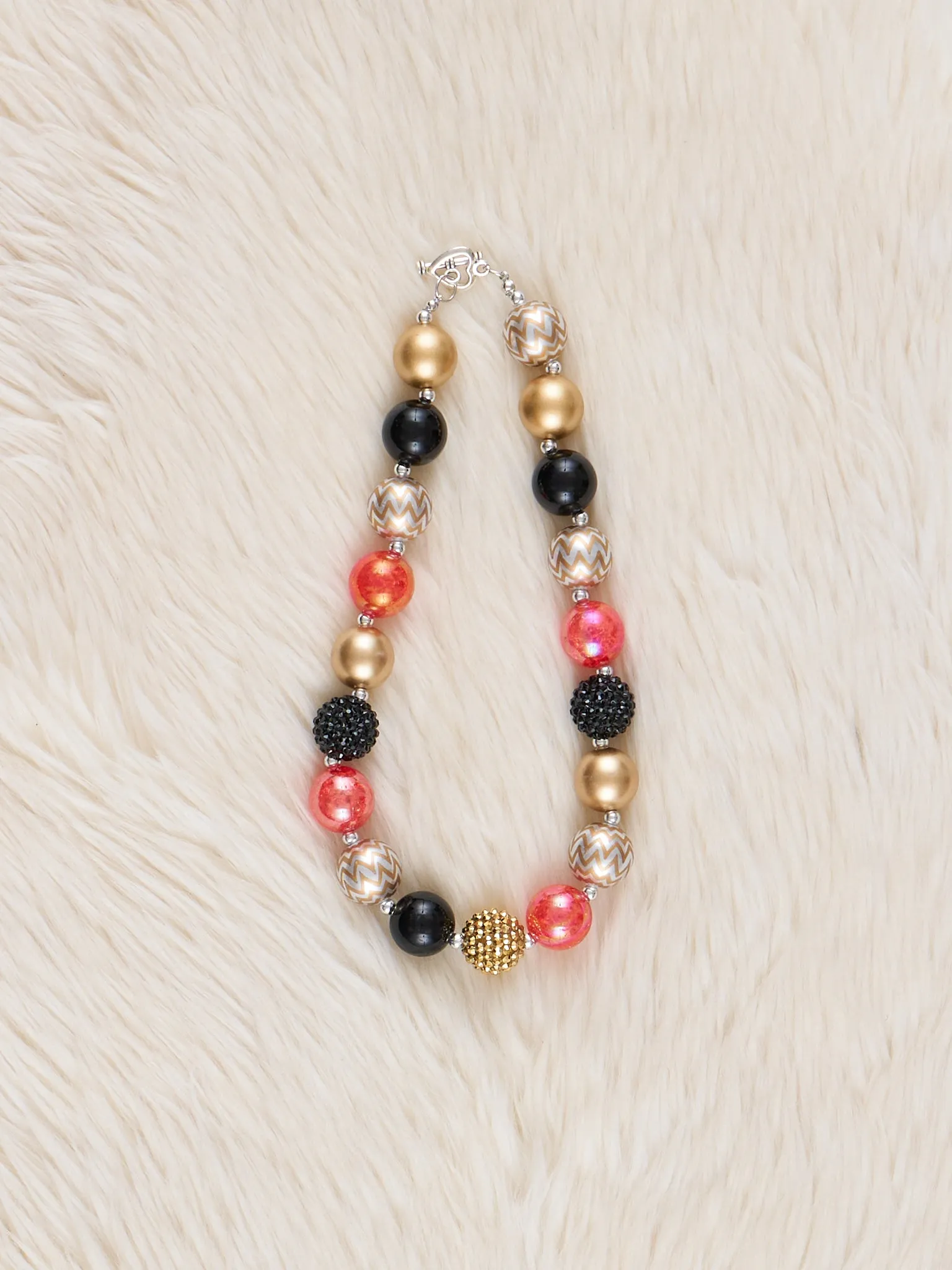 Gold & Black Sparkle Bubblegum Necklace