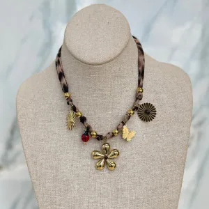 Gold Pendants Animal Print Necklace
