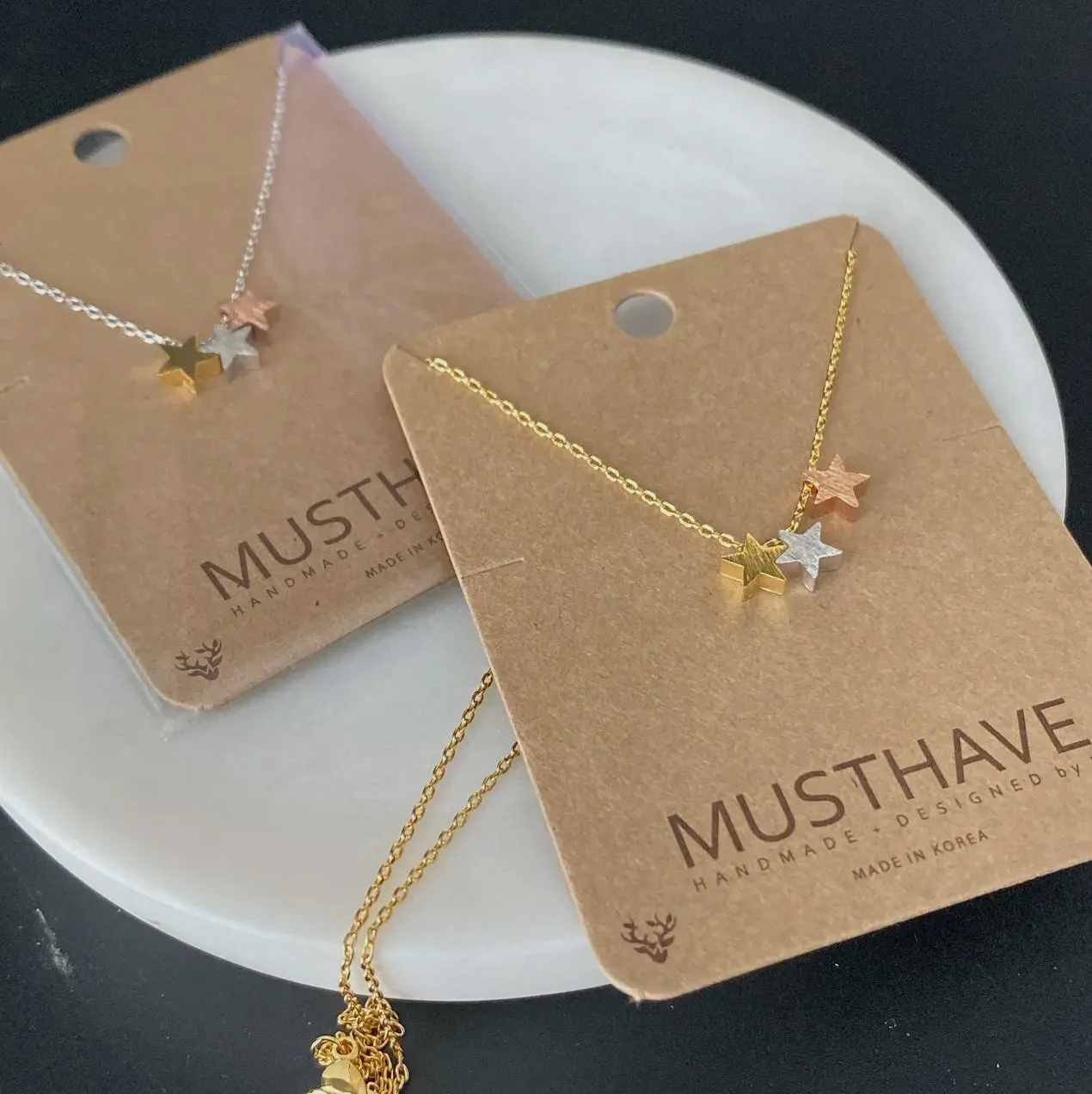 Gold Plated/Tritone Necklace | Triple Star Cluster Necklace