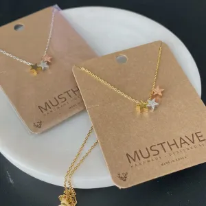 Gold Plated/Tritone Necklace | Triple Star Cluster Necklace