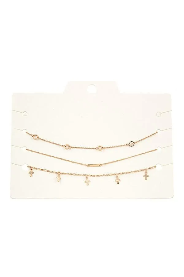 Layered chain cross necklace