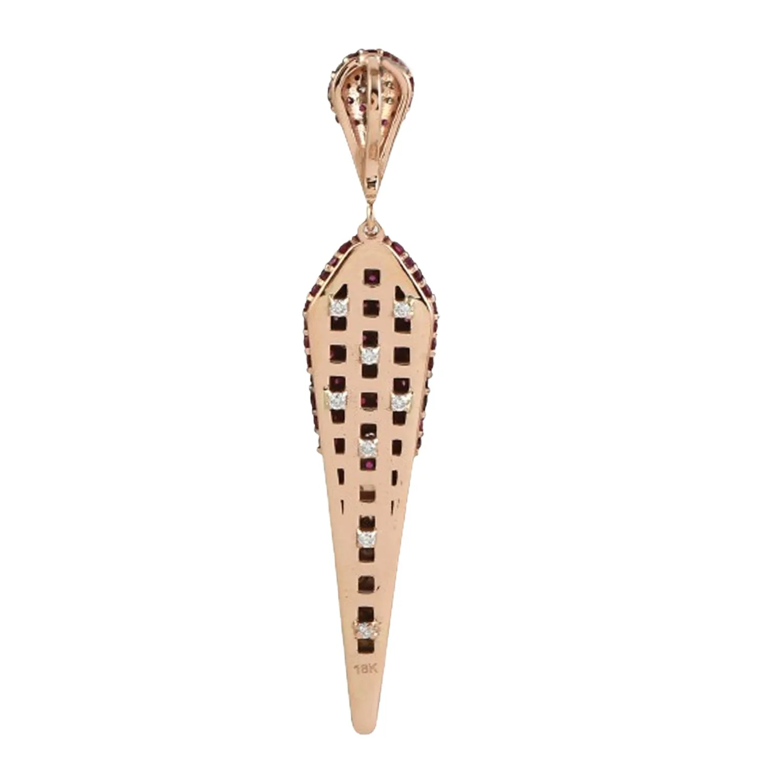 Micro Pave Diamond Ruby 18k Rose Gold Unique Design Pendant For Her