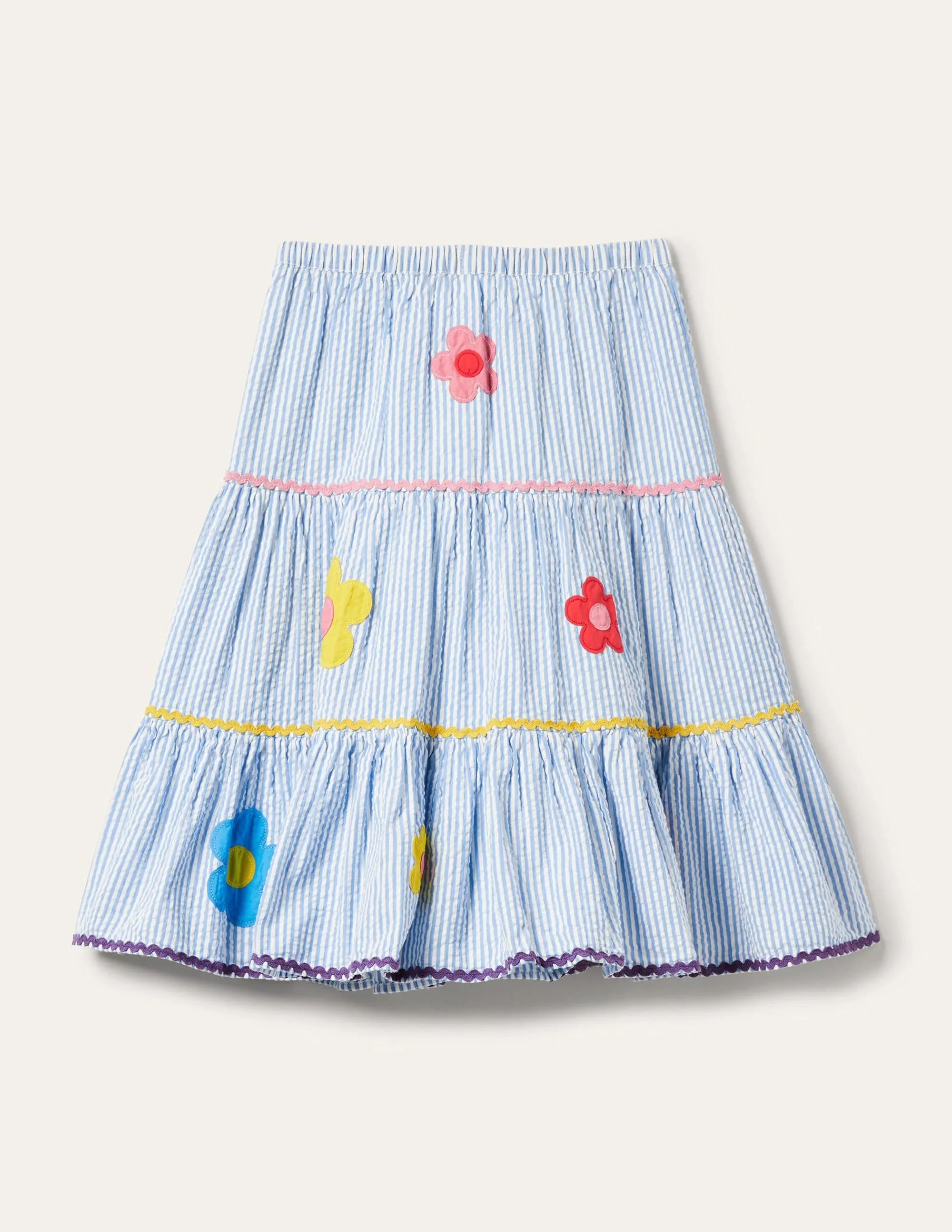 Midi Skirt-Surfboard Blue/Ivory Ticking