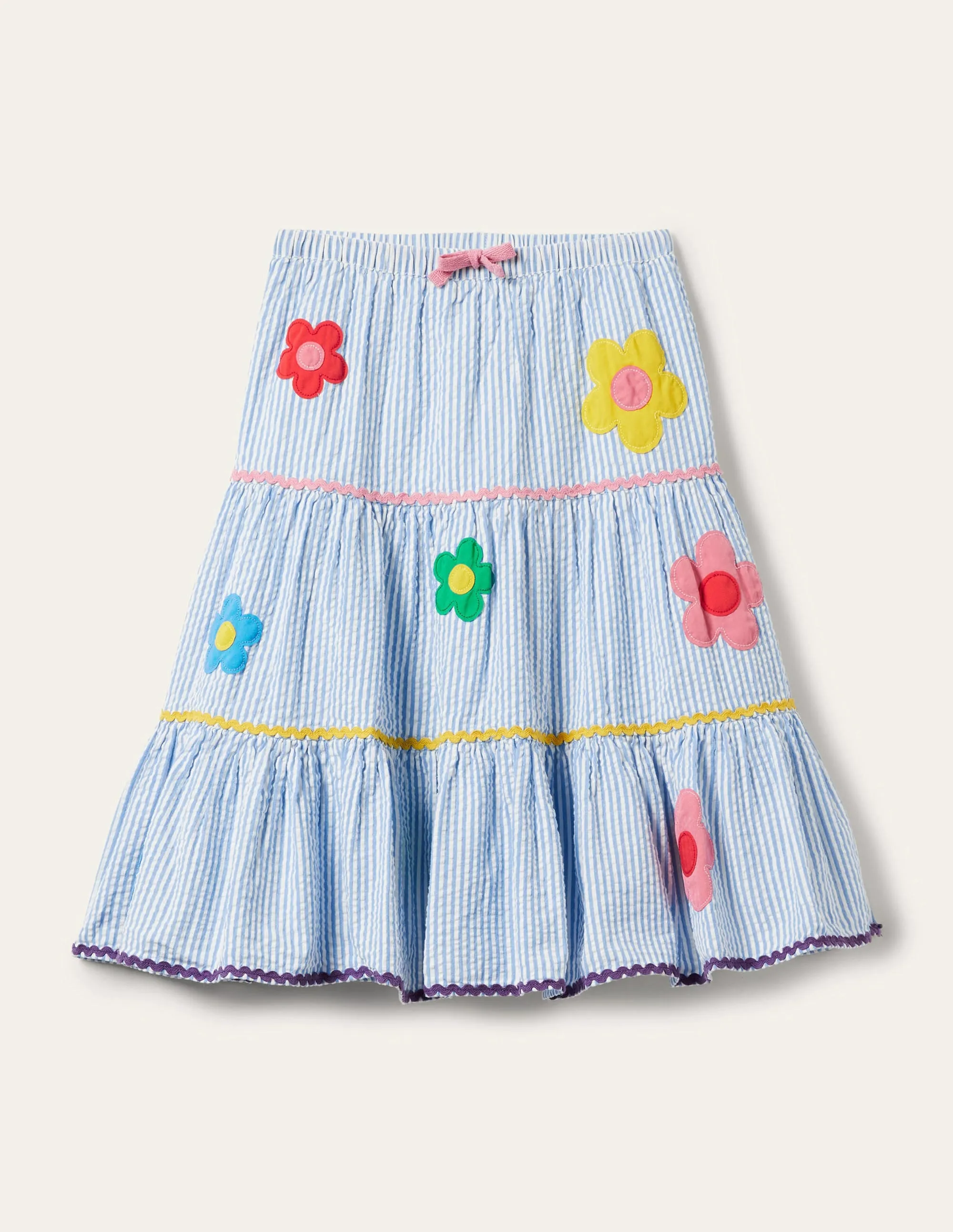 Midi Skirt-Surfboard Blue/Ivory Ticking