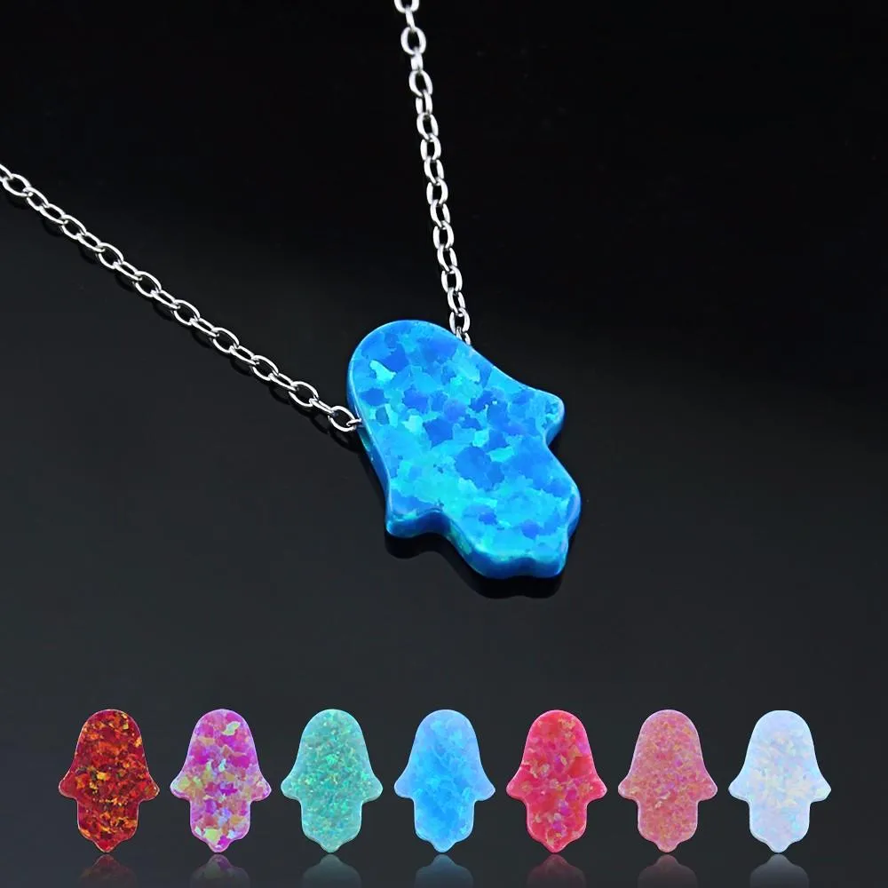 Opal Necklace Pendants in 8 Colors 925 Silver