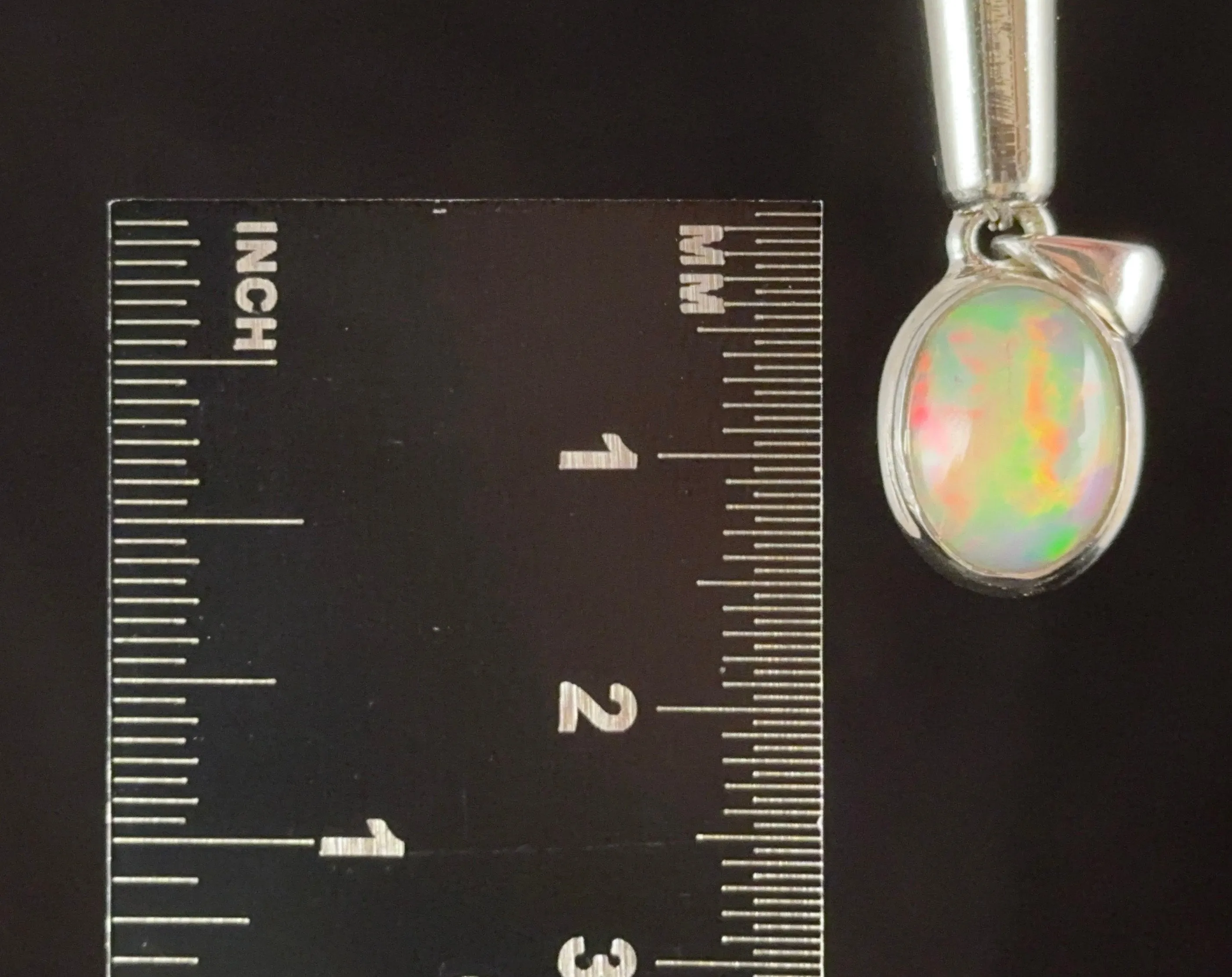 OPAL Pendant - Sterling Silver - Birthstone Jewelry, Opal Cabochon Necklace, Welo Opal, 54389
