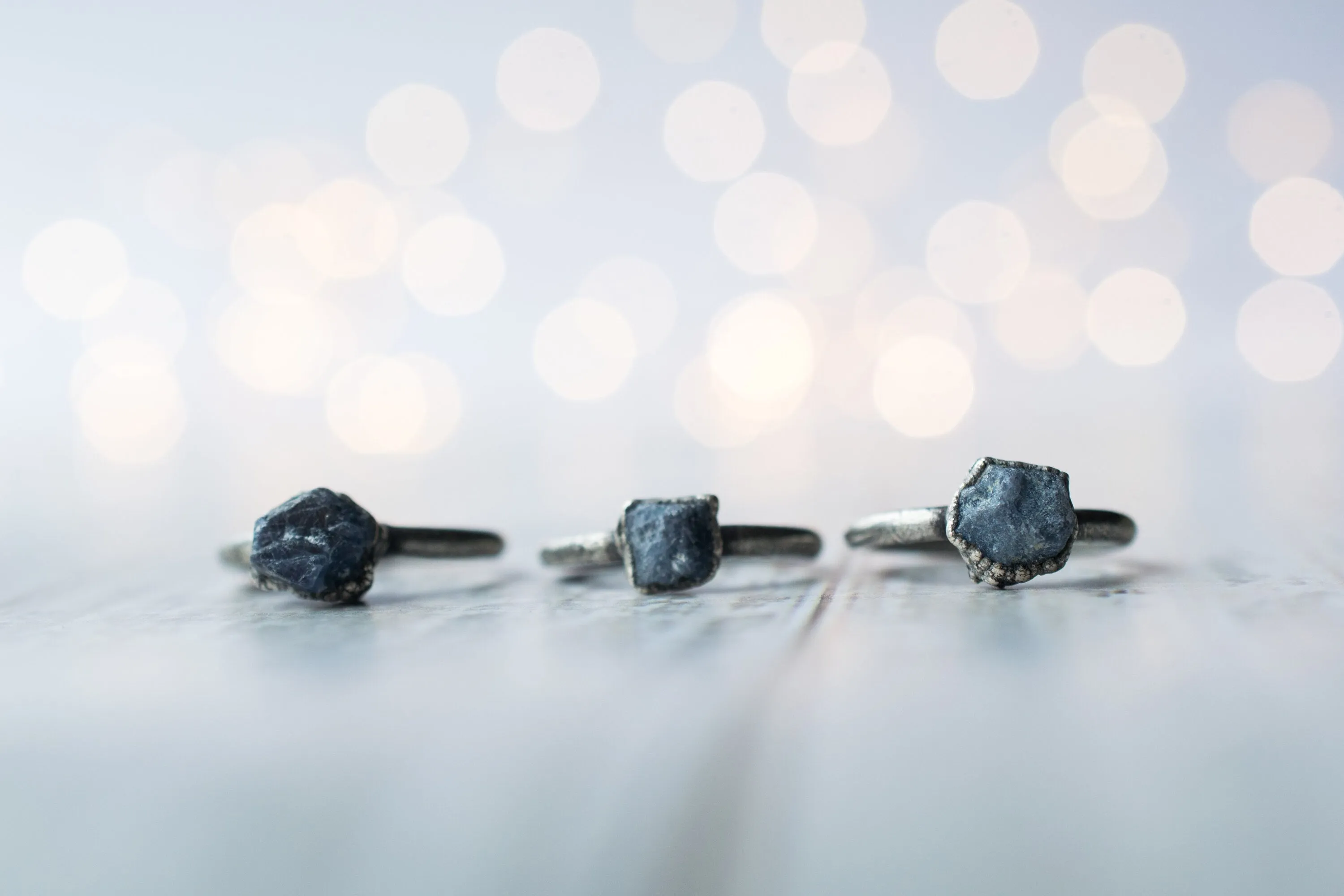 Oxidized Silver Sapphire ring | Blue sapphire ring
