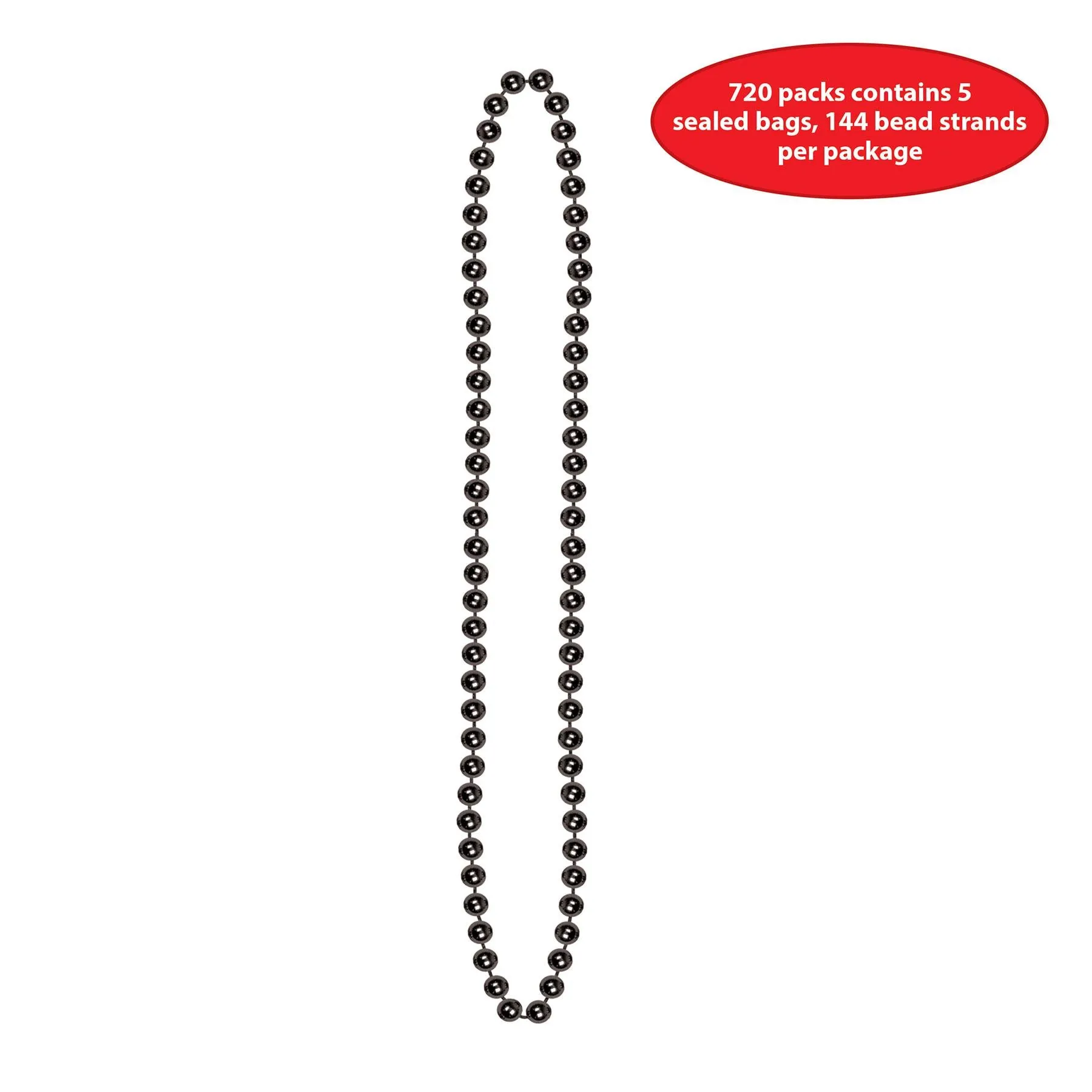 Party Bead Necklaces - Small Round - black