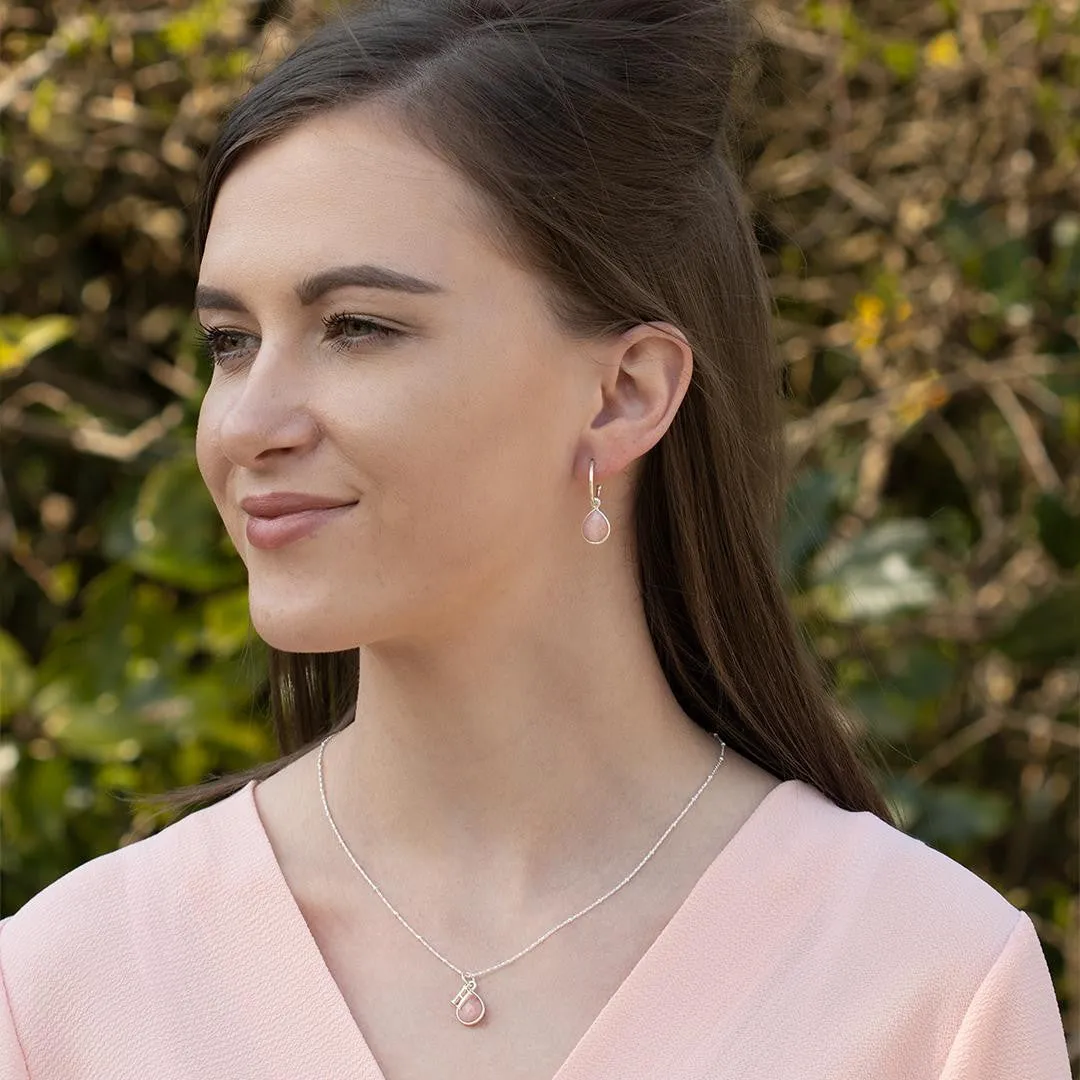 Pink Opal Charm Necklace | Silver | October