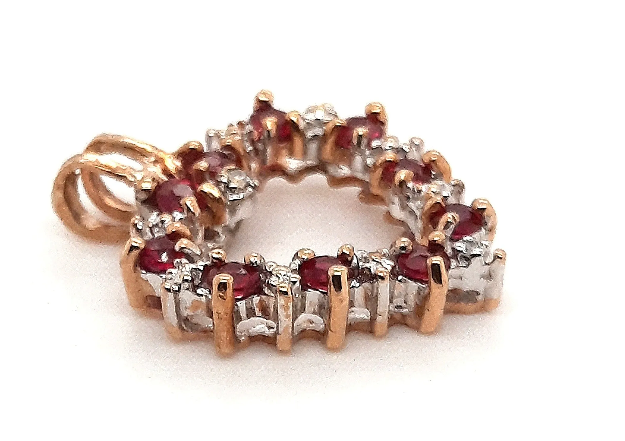 Ruby & Diamond 9ct Yellow Gold Heart Pendant