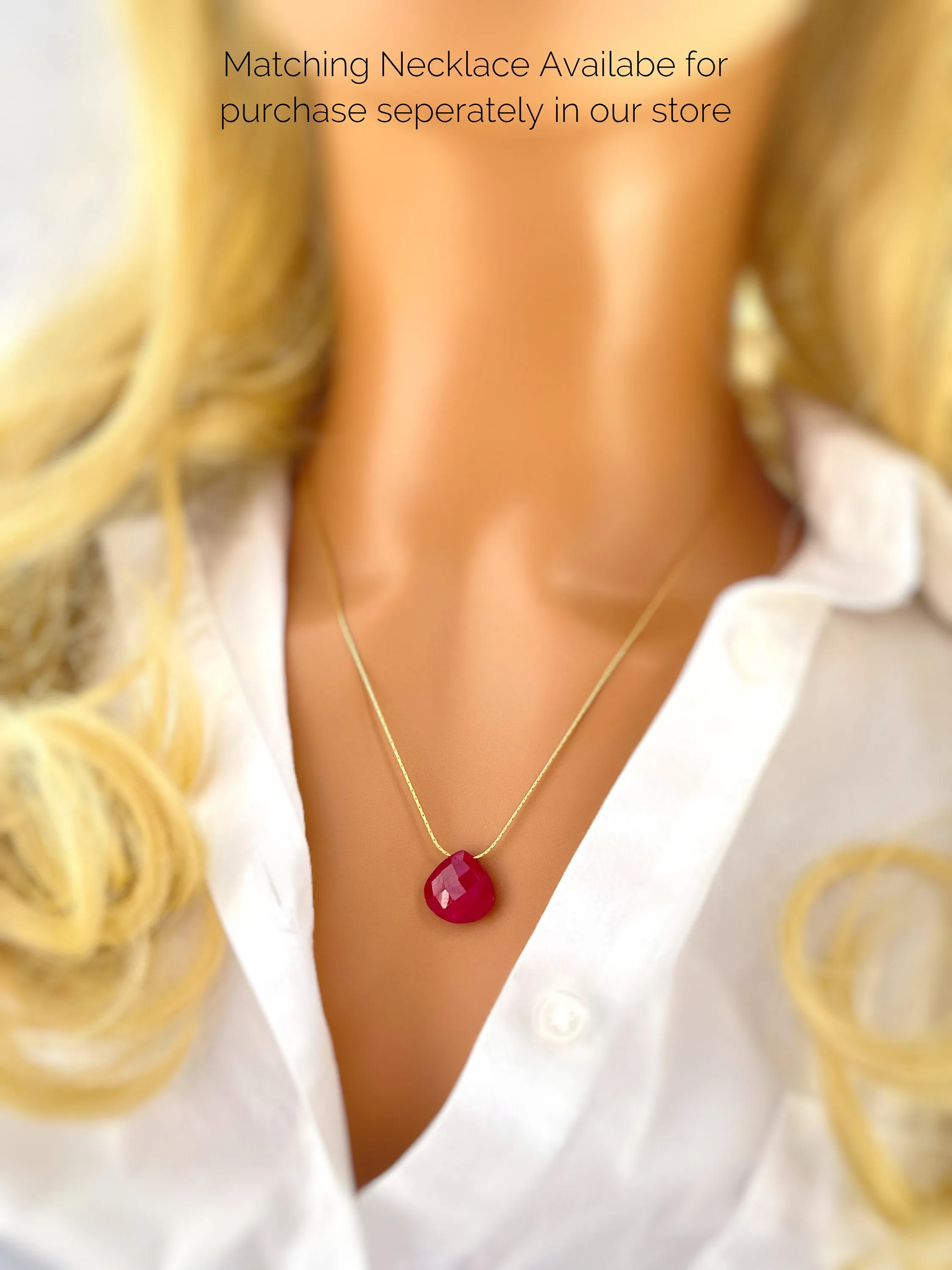 Ruby Earrings dangle Gold