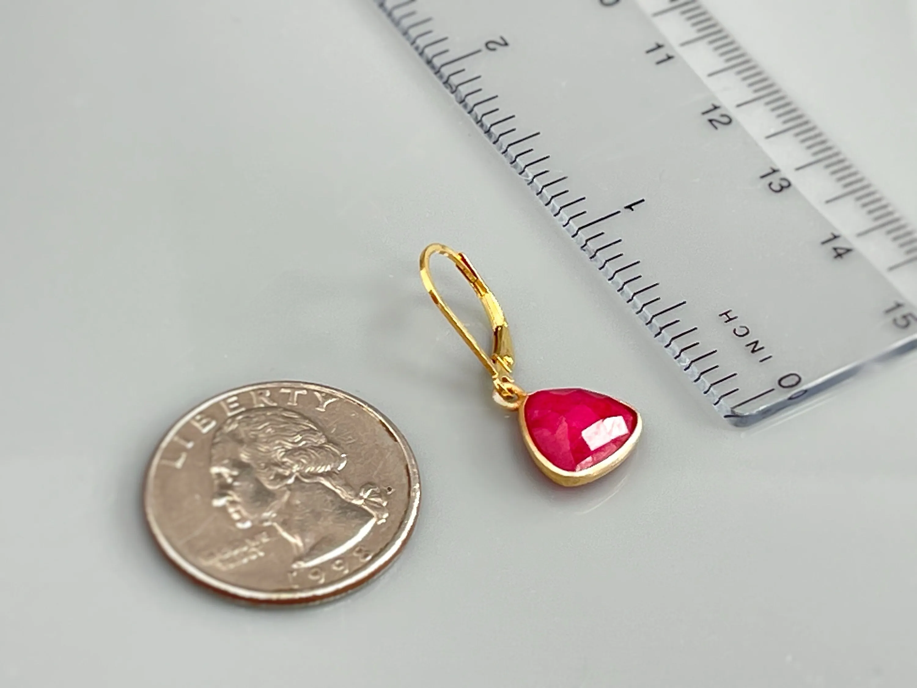 Ruby Earrings dangle Gold