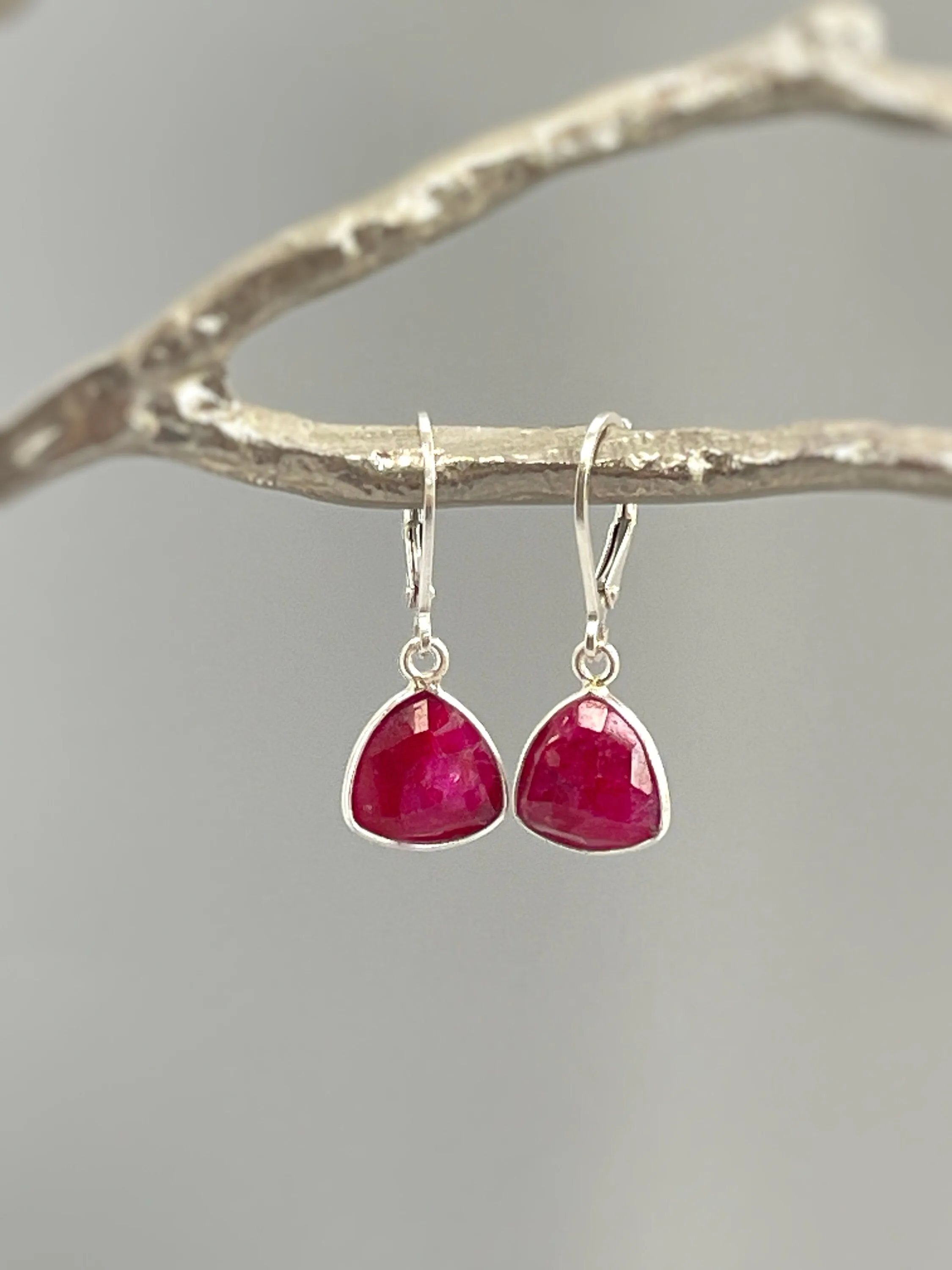 Ruby Earrings dangle Gold
