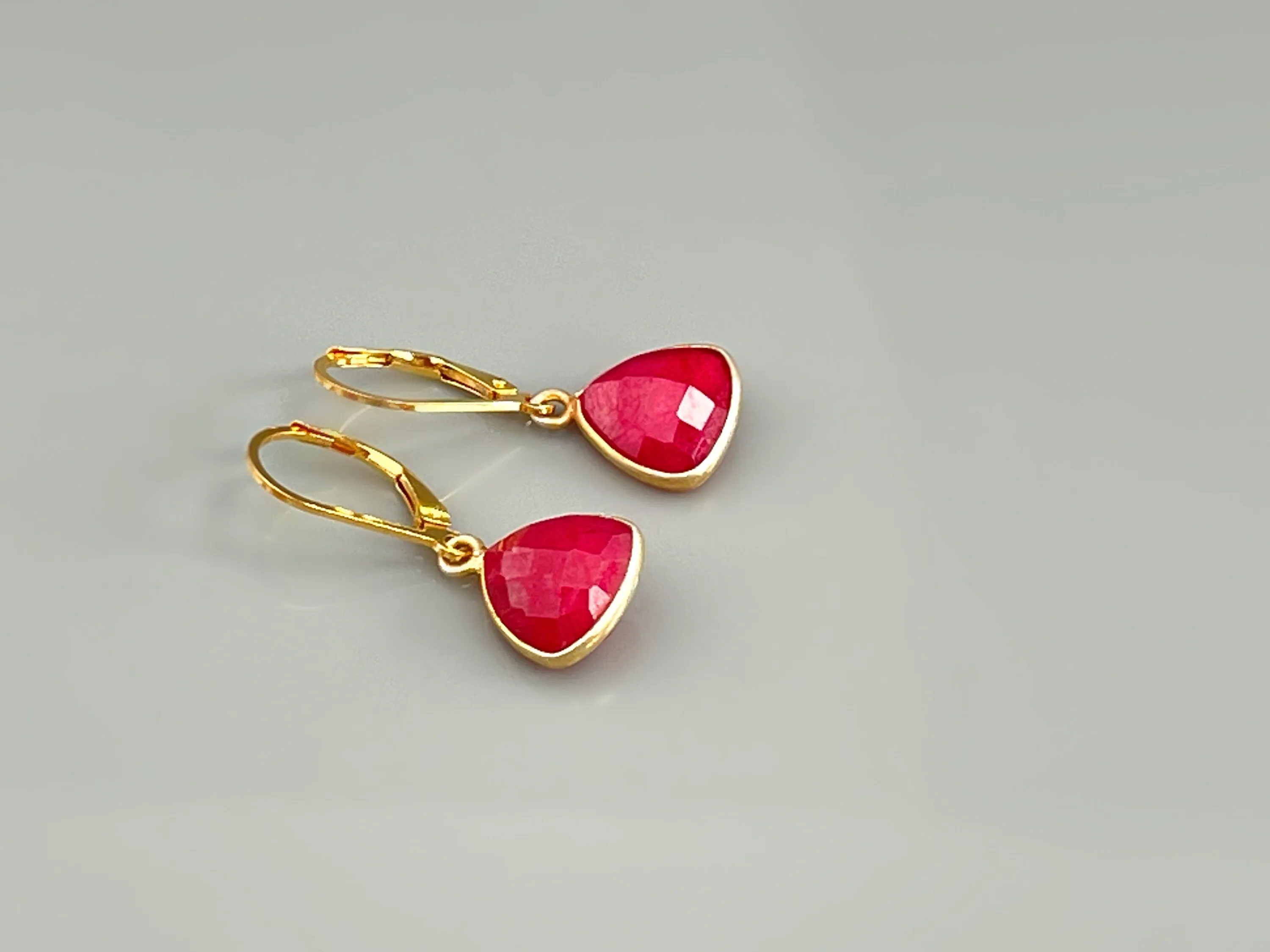 Ruby Earrings dangle Gold
