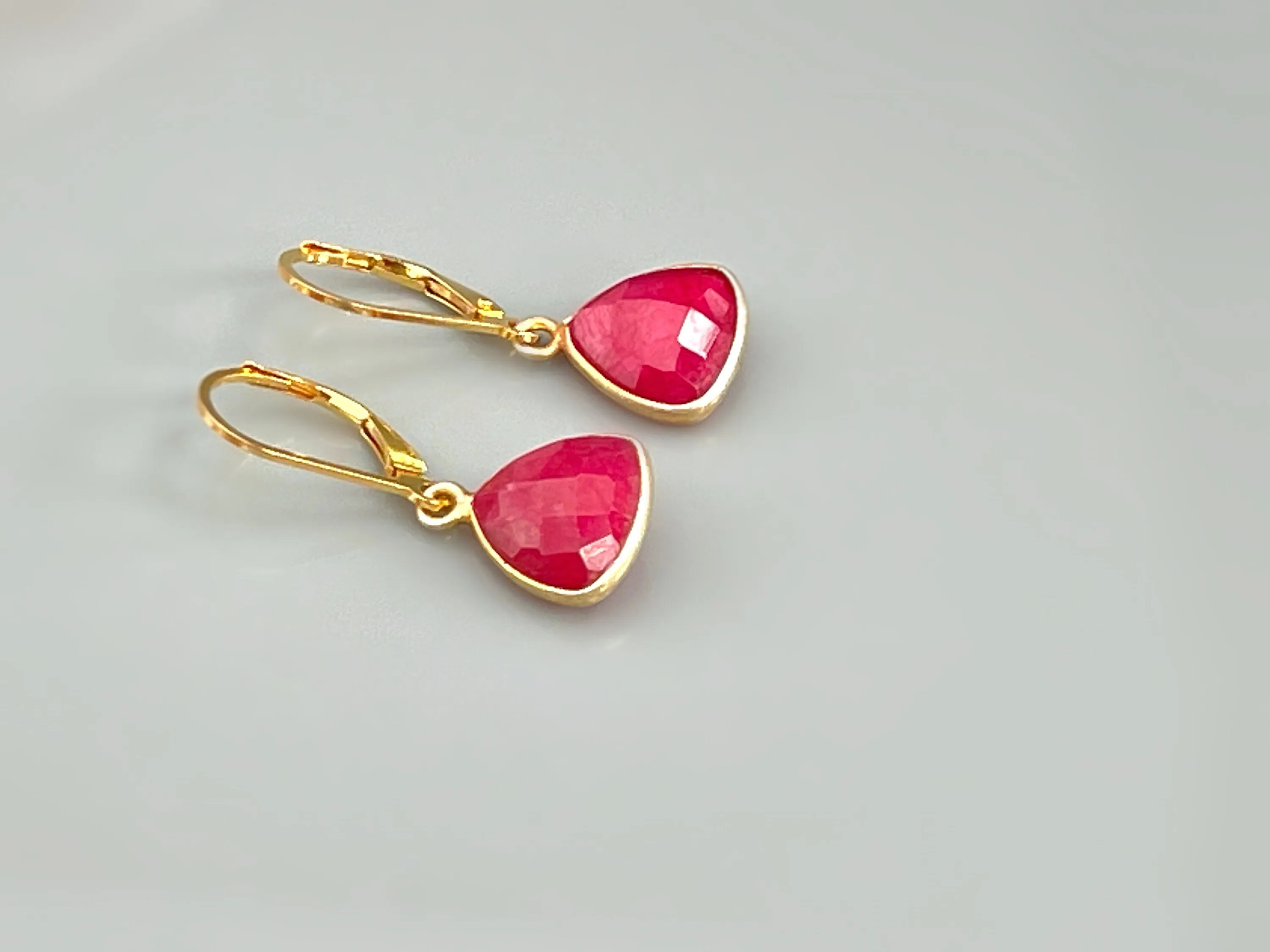 Ruby Earrings dangle Gold
