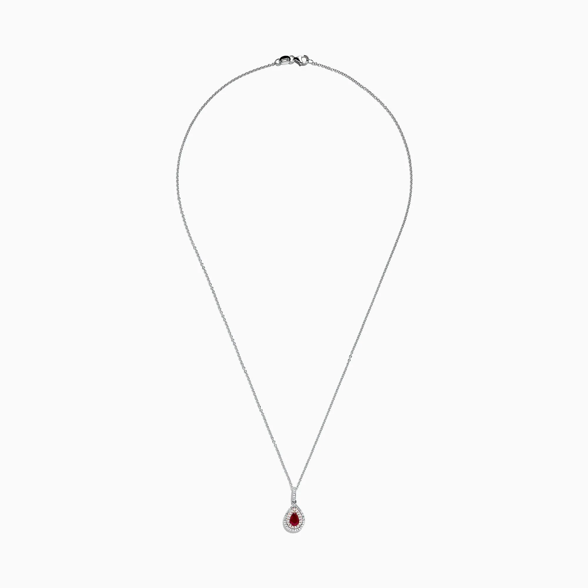 Ruby Royale 14K Two Tone Gold Pear Shaped Ruby Pendant, 0.68 TCW