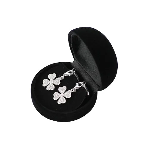Silver Crystal Four-Leaf Clover Earrings