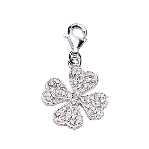 Silver Crystal Four-Leaf Clover Earrings