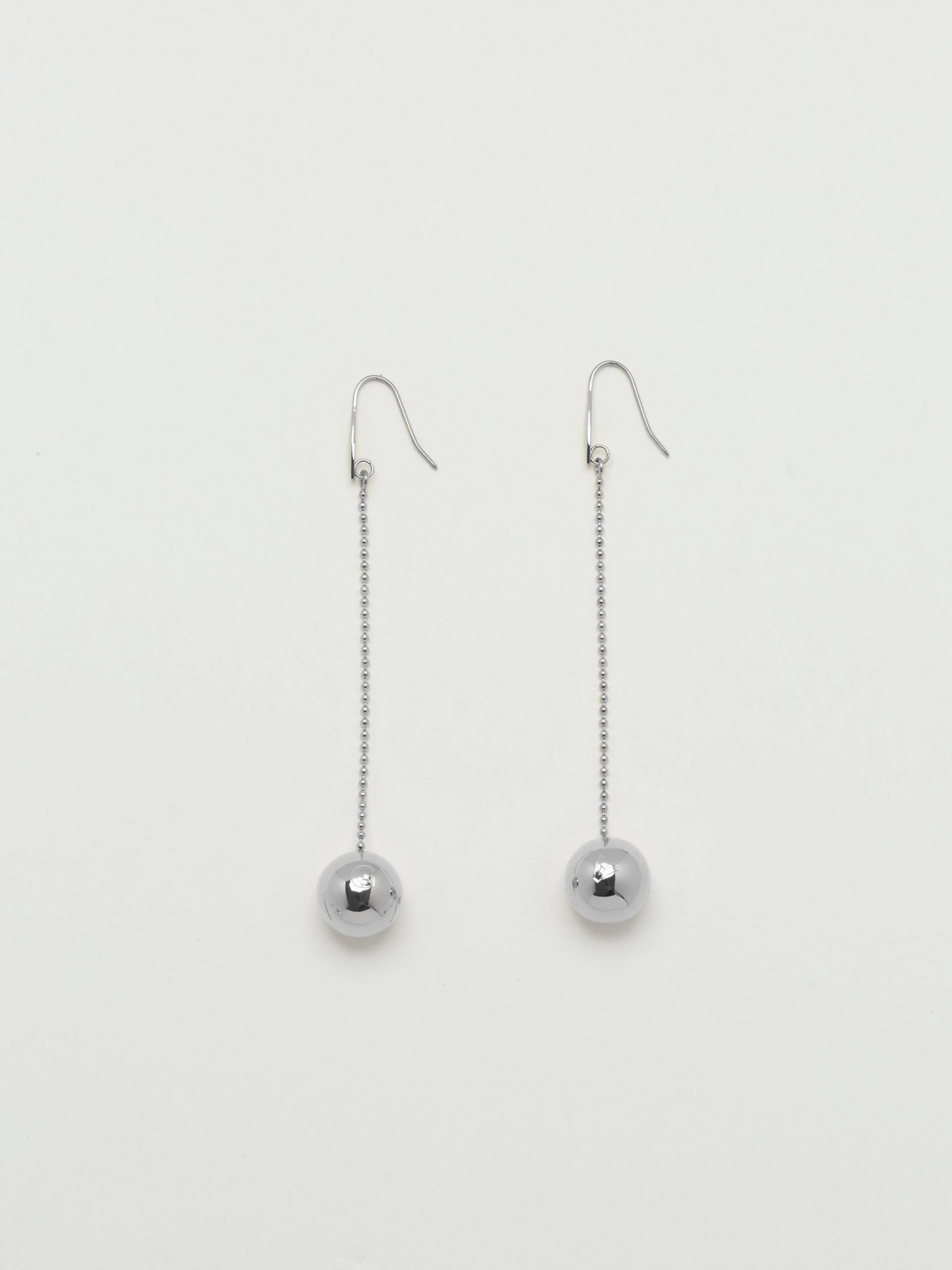 Silver Drop Sphere Earrings