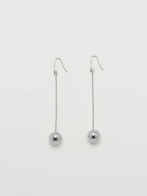 Silver Drop Sphere Earrings