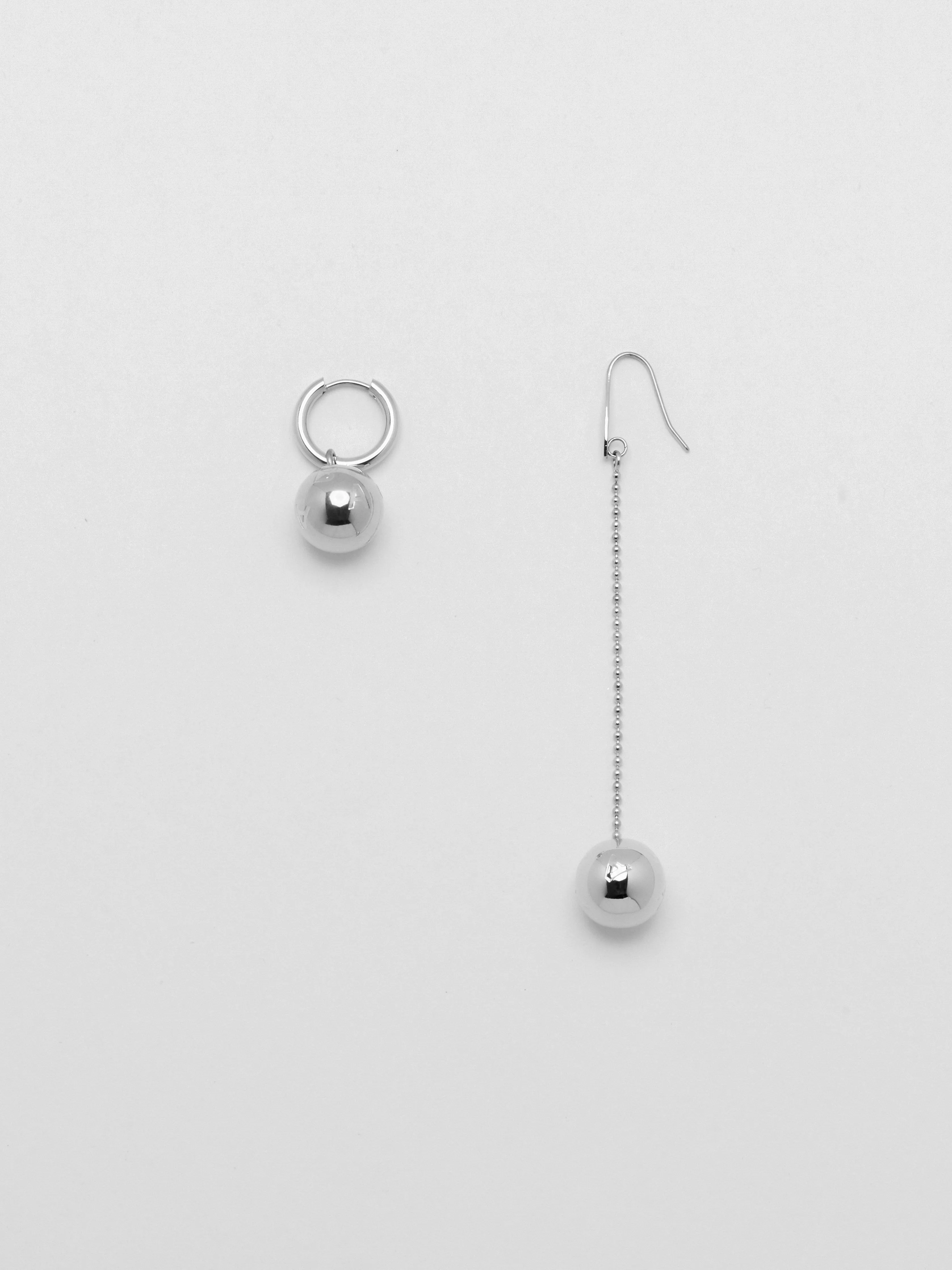 Silver Drop Sphere Earrings