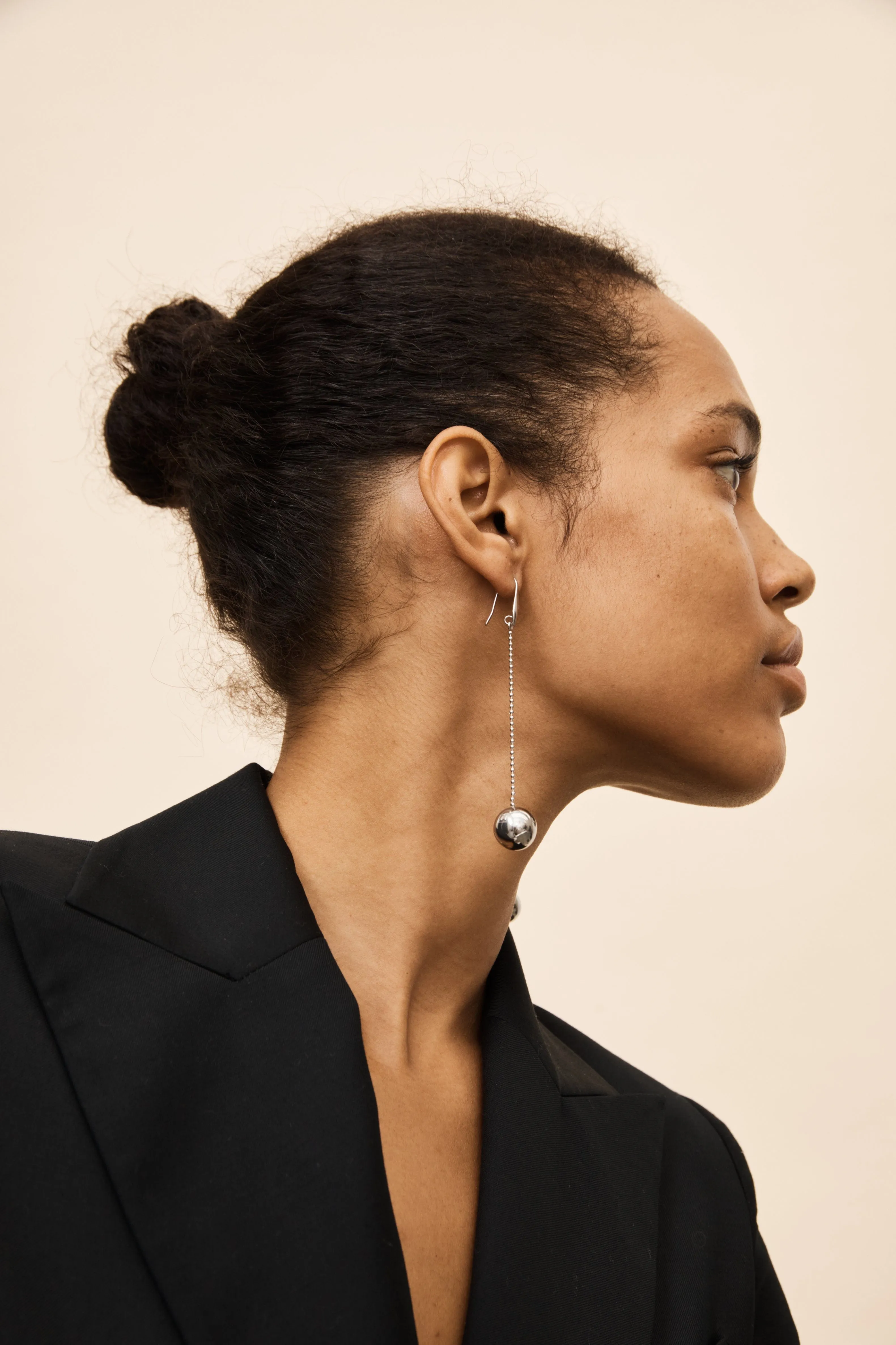Silver Drop Sphere Earrings