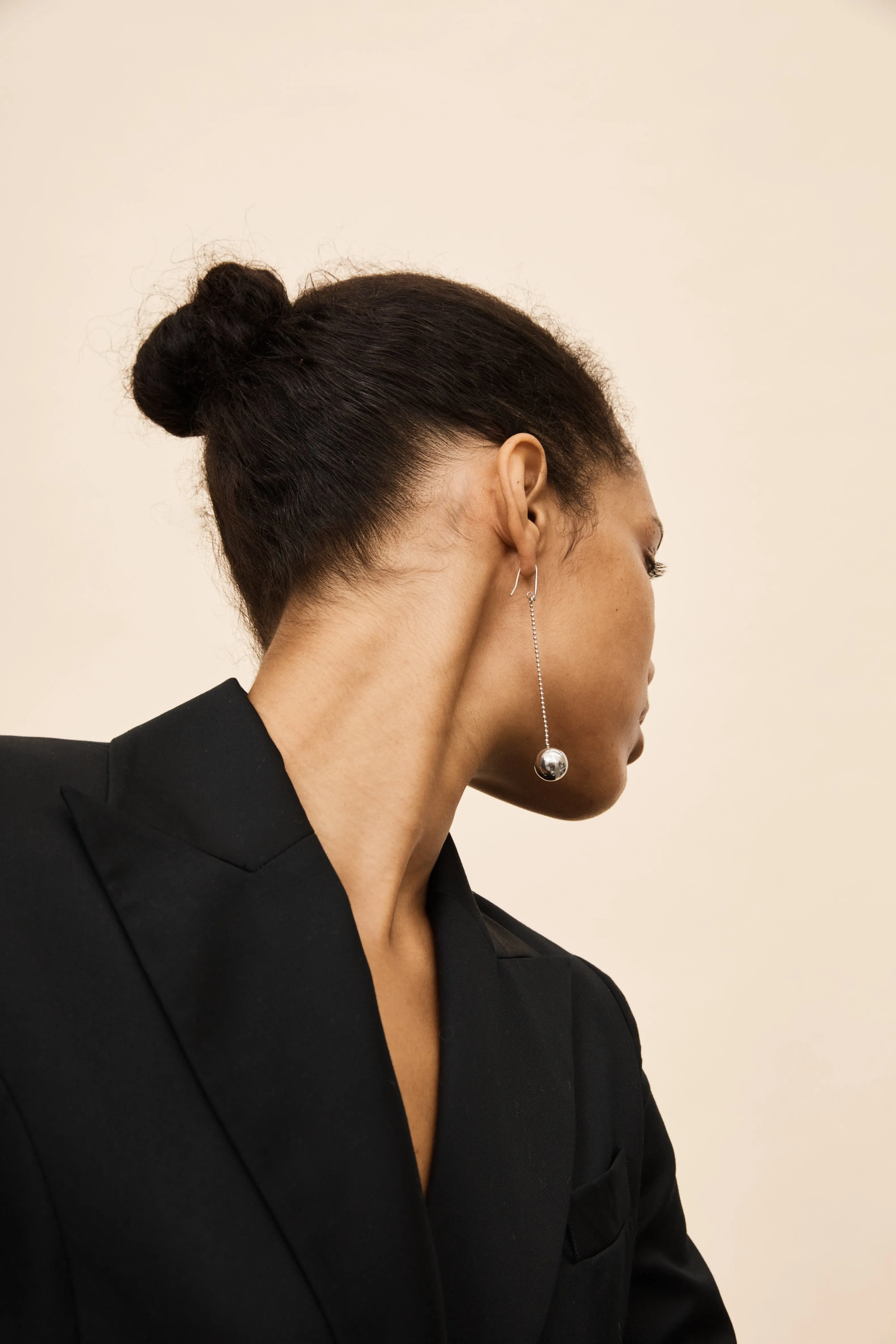 Silver Drop Sphere Earrings