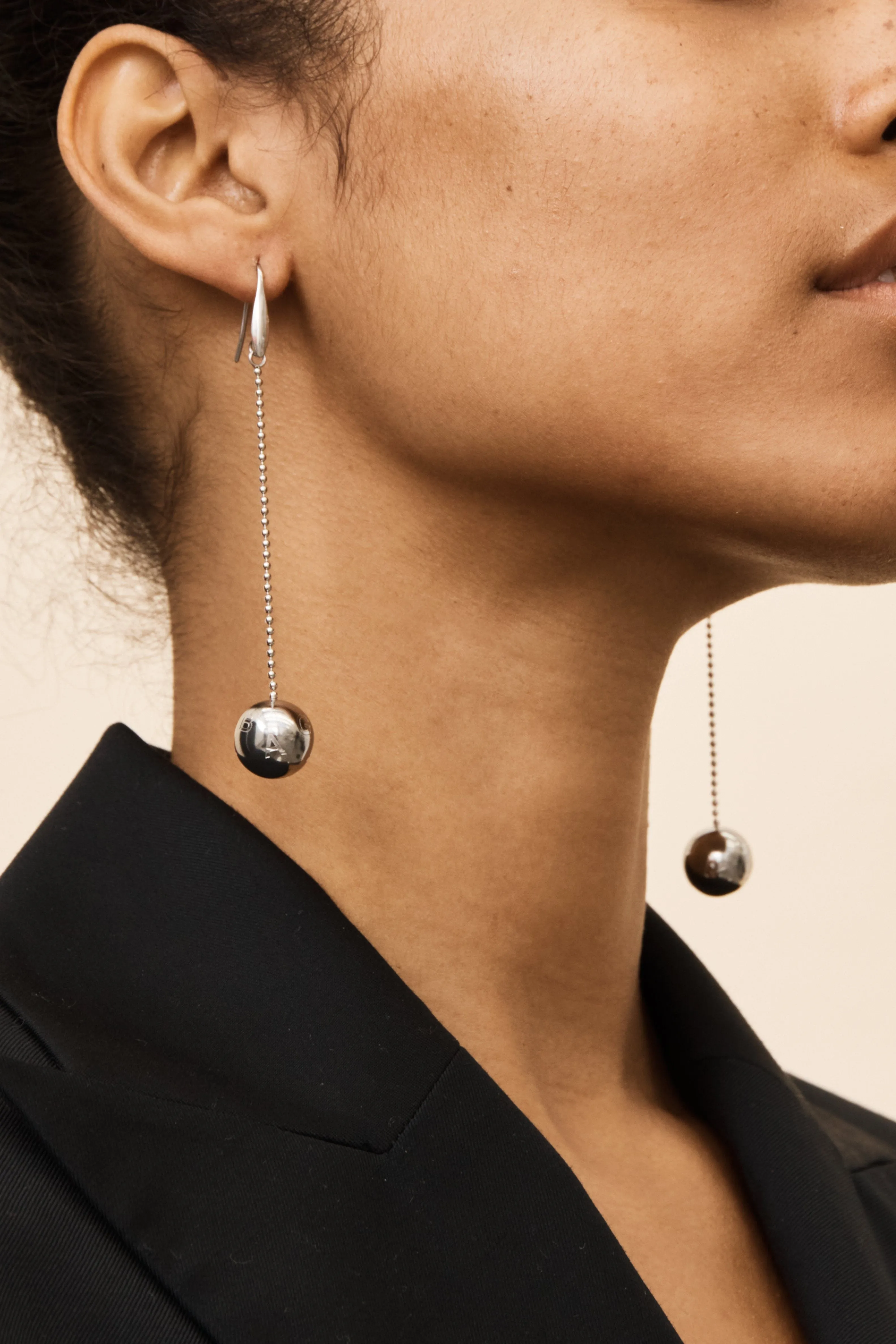 Silver Drop Sphere Earrings
