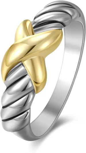 Silver Rings for Women - Gold and Silver Rings Vintage Cross - Chunky Rings Spinelli Two Tone Non Tarnish Fashion Cocktail Statement Rings Jewelry