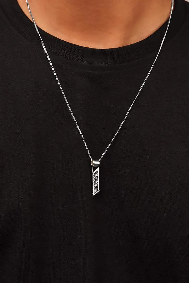 Slanted Bar Pendant - Silver